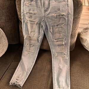 Distressed Light Blue Women's Jeans AE jegging